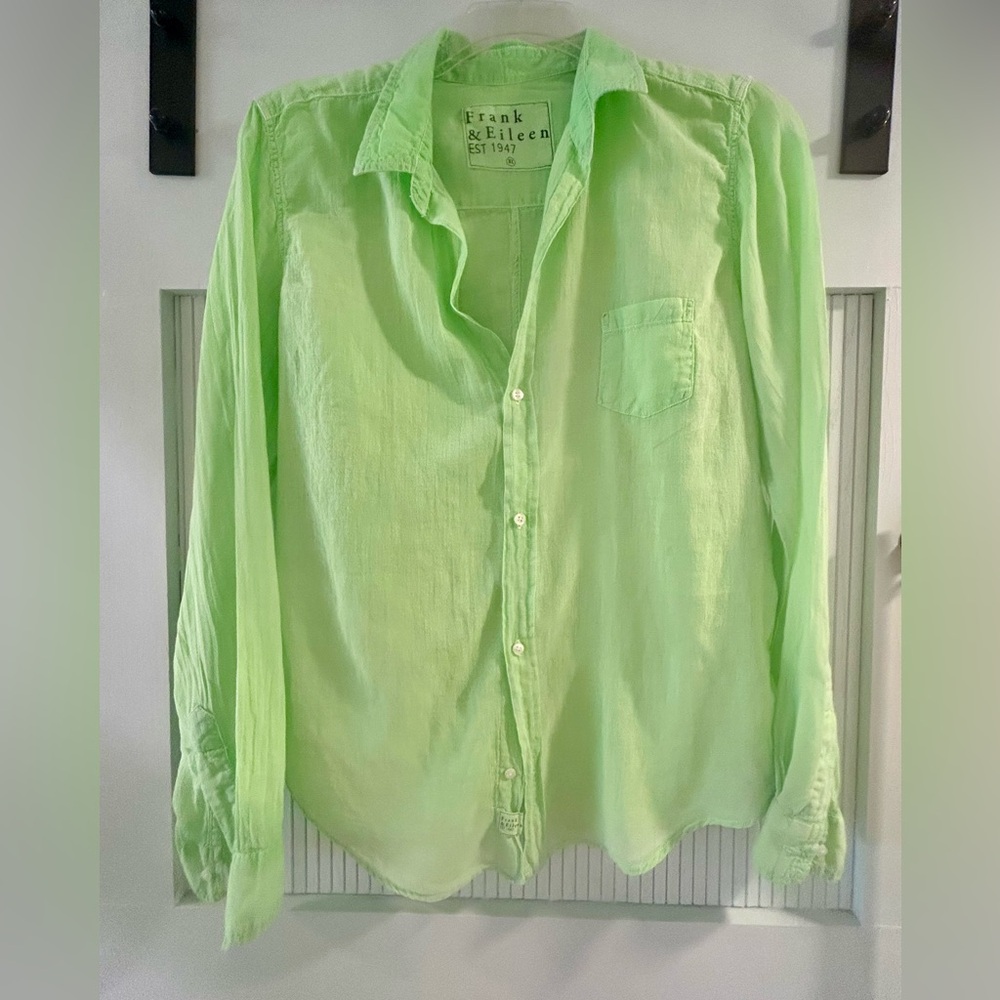 Frank & Eileen Eileen 100% cotton Lime Green Button Down Shirt Size XL EUC